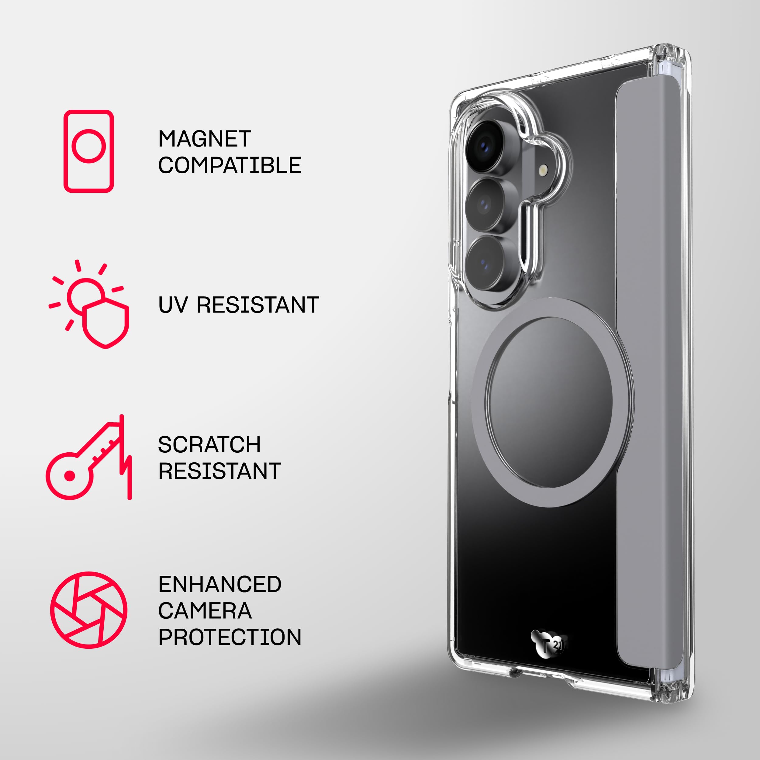 tech21 EvoClear - Custodia con calamite per Samsung Galaxy Z Fold8 Ultra| | Protezione multi-goccia da 3,6 m, resistente ai raggi UV e ai graffi, pulsanti meccanici, trasparente