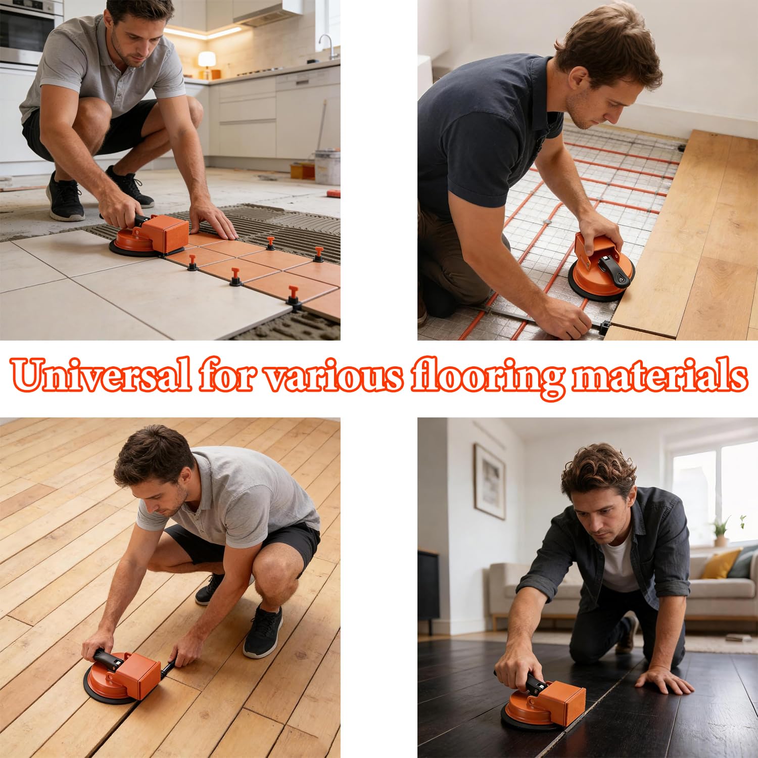 laminat saugnapf Strumento a ventosa per giunti di laminato - Regolabile ammortizzato per parquet, piastrelle e vinile (arancioni)