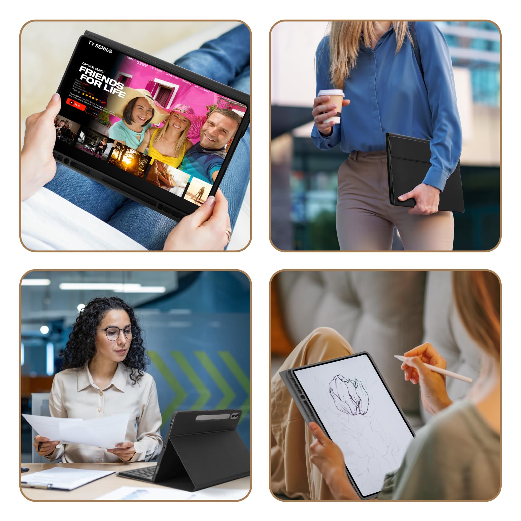 MAYPHY Funda con teclado retroiluminado y ratón para Samsung Galaxy Tab S10+/S9 FE+/S9+/S8+/S7+/S7+/S7 FE 12,4 pulgadas, funda delgada con teclado extraíble y ratón inalámbrico, QWERTZ alemán