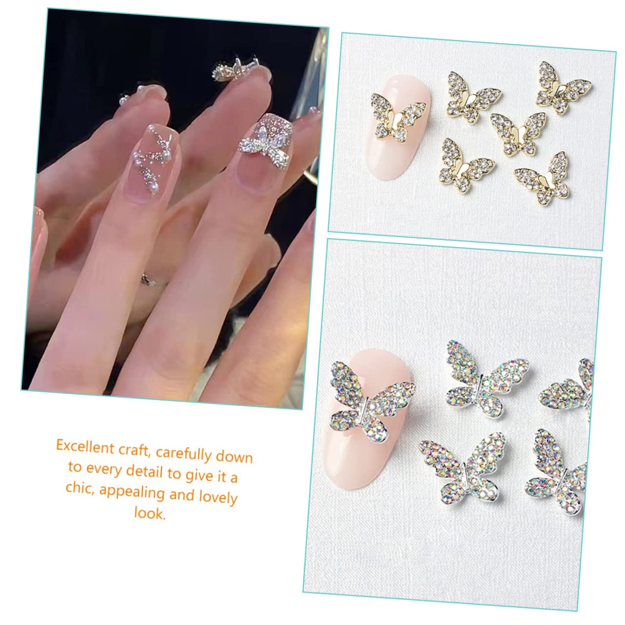 Healvian 110pezzi Charm Di Decorazione Per Unghie Ciondoli Forma Di Farfalla Strass Per Nail Art Ornamenti Eleganti Per Manicure e Decorazioni Uniche