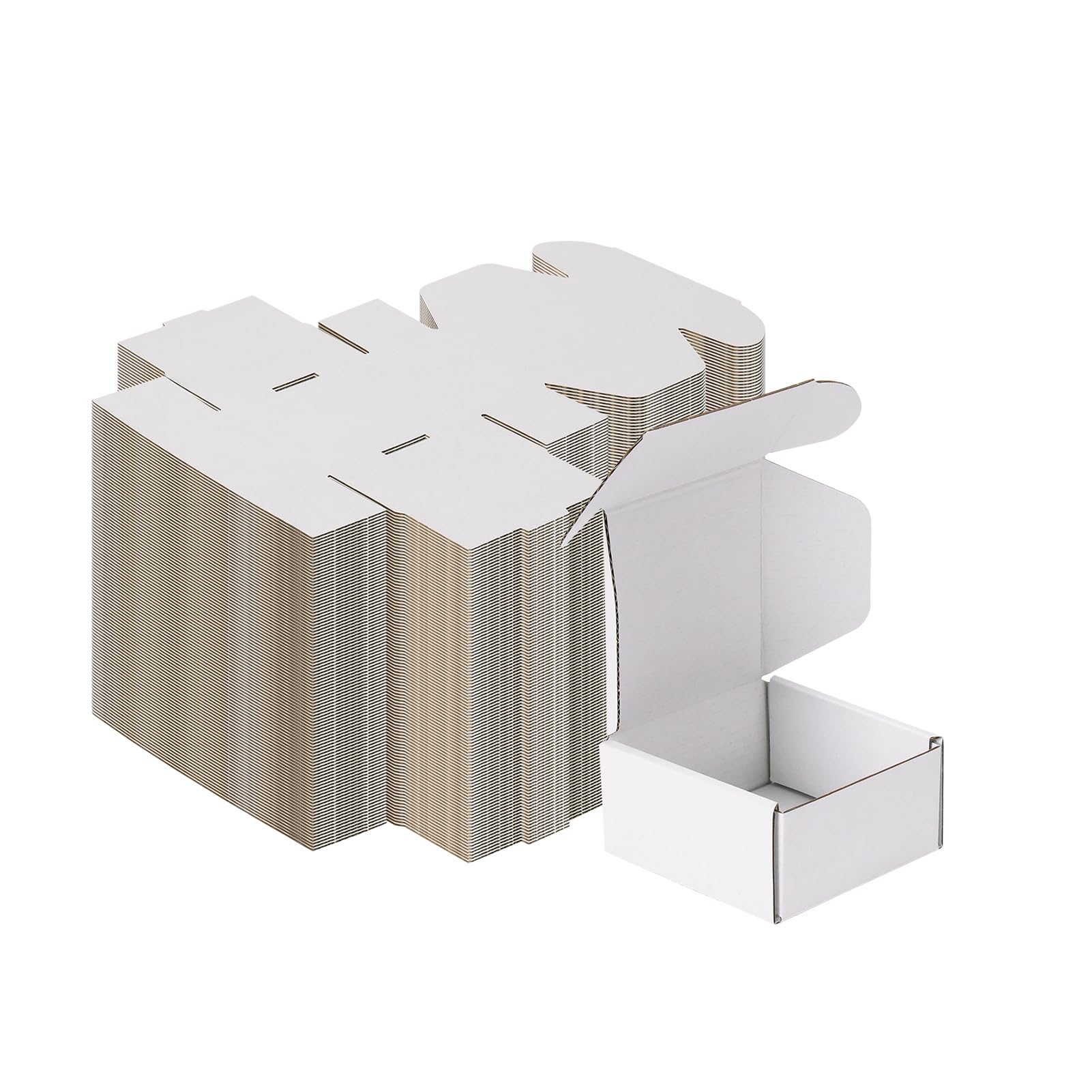 MEBRUDY 4x4x2 Inches Shipping Boxes Pack of 100, Small Corrugated Cardboard Box for Mailing Mailer Packing, White