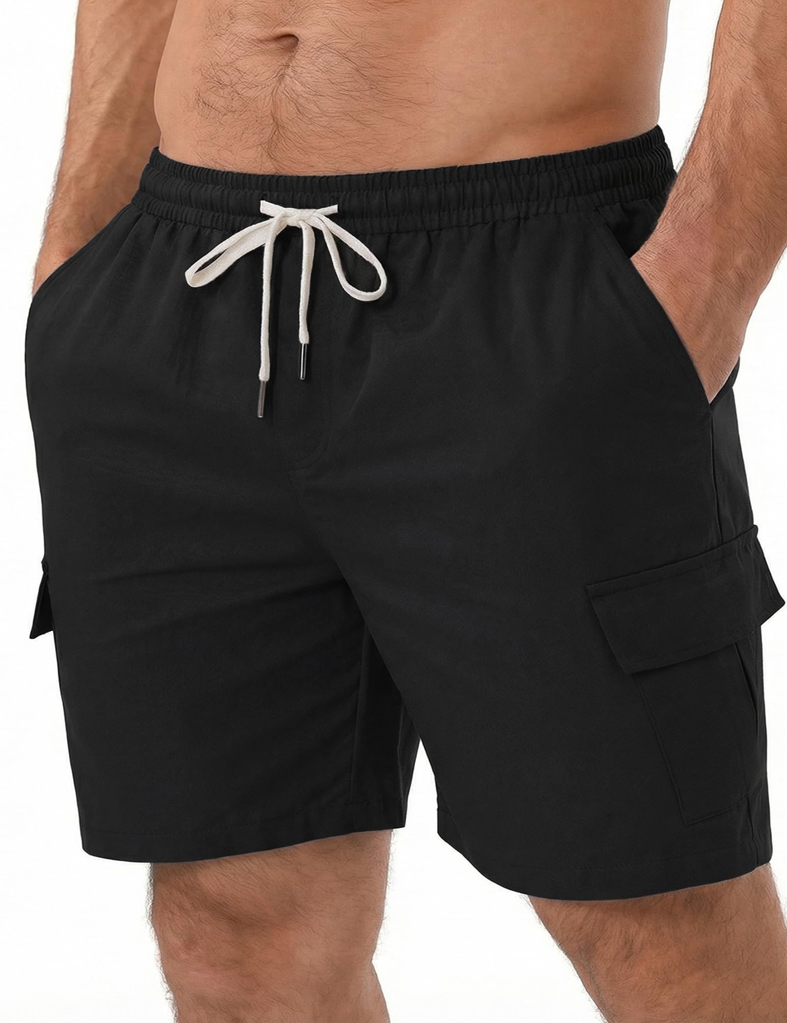 iClosam Pantalones Cortos Cargo Hombre Cintura Elástica Corte Recto Algodón Transpirable XS-3XL