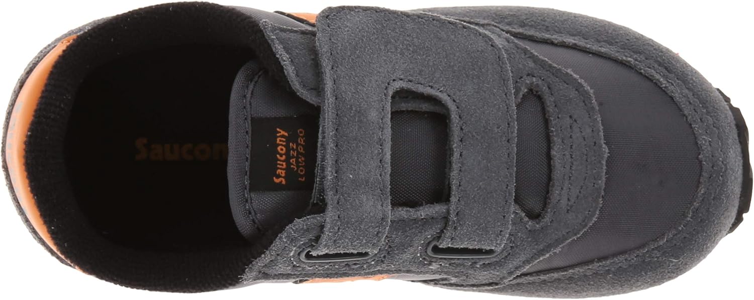Saucony Unisex-Child Baby Jazz Hook & Loop Sneaker Grey/Orange 4 Little Kid
