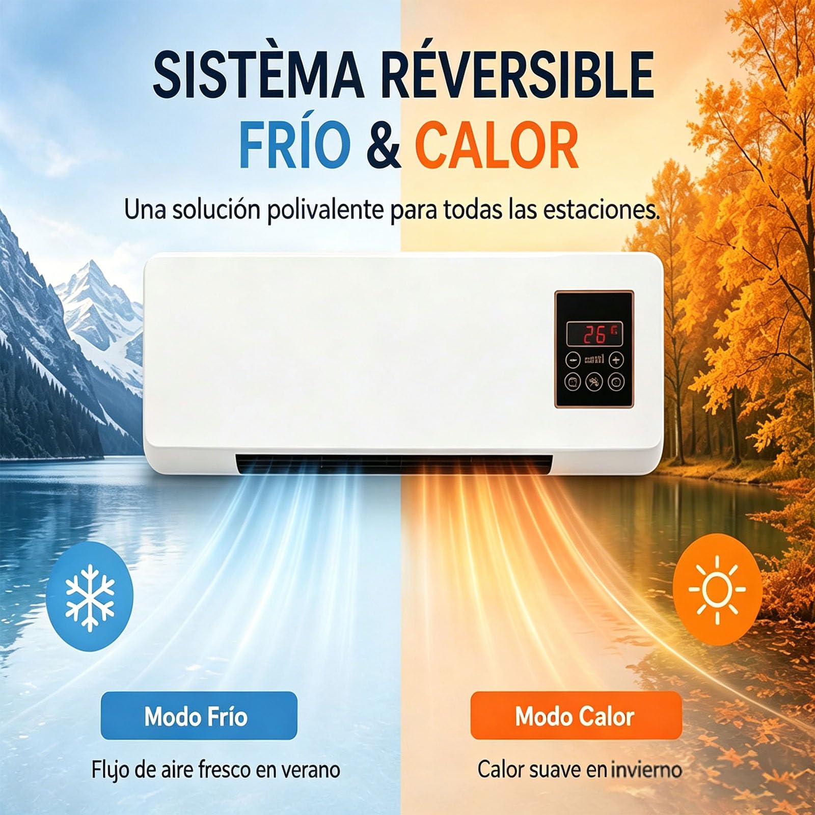 Aire Acondicionado Sin Unidad Exterior, Aire Frio Calor Sin Unidad Exterior, CalefaccióN/Aires Acondicionados RáPido Y Natural SúPer Silencioso (Blancas)