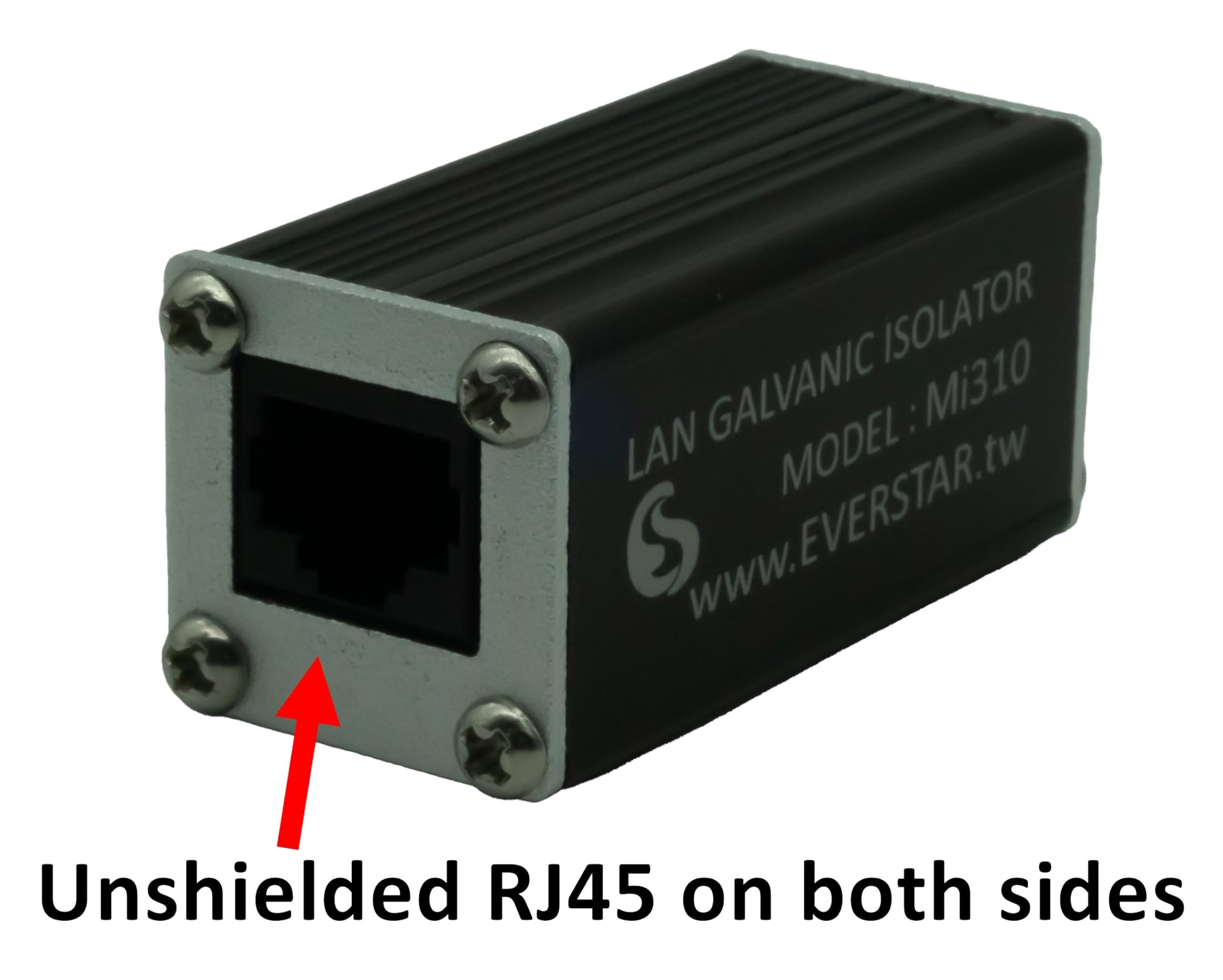 EverStar MI-310 Metallic Housing Ethernet Video/Audio Isolator for Android TV and Hi-Res Audio Systems (RJ45) | LAN Signal Noise Filter | Black