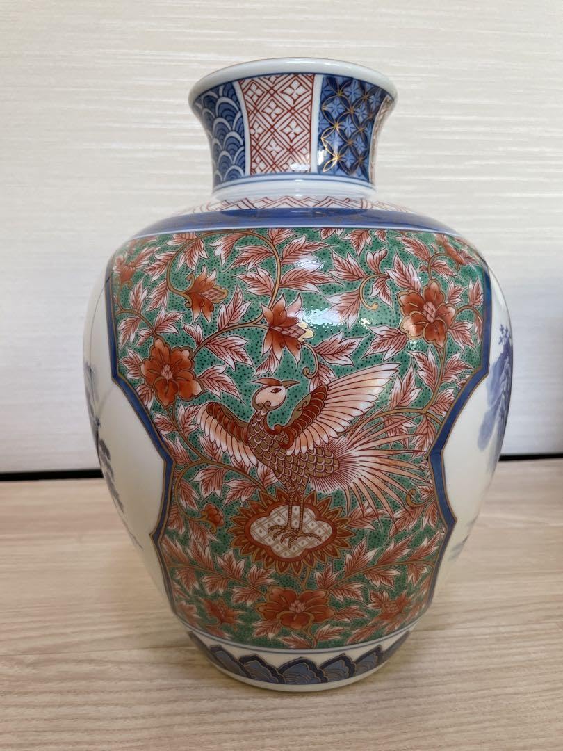 Amazon.co.jp: 有田焼 古伊万里 鳳凰山水花瓶 中胴 弥左ヱ門窯