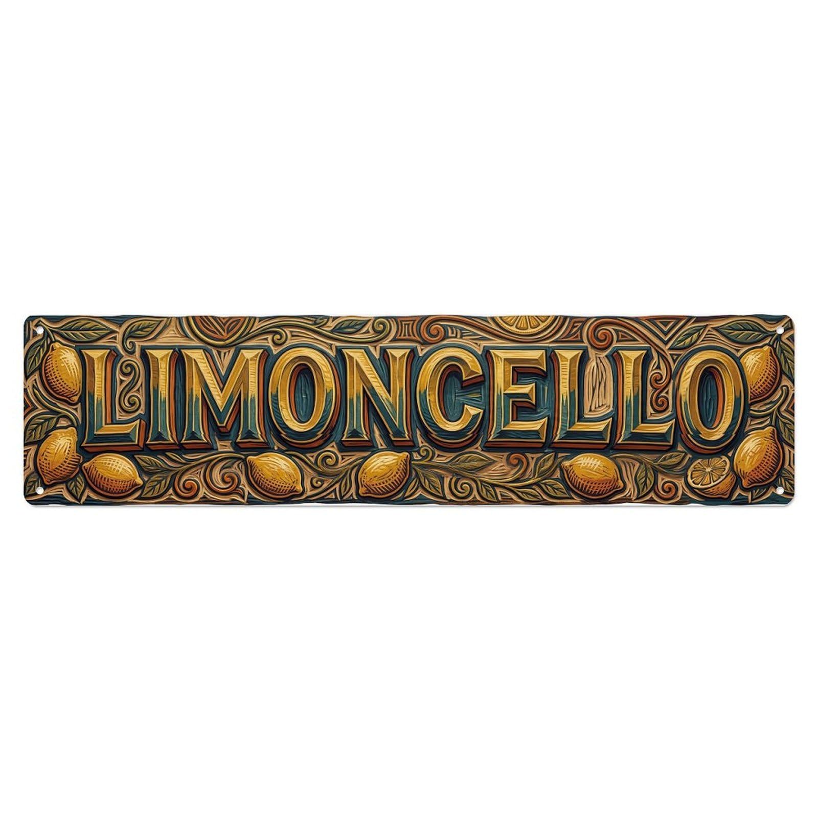 Gtthok Vintage Style Vintage Limoncello Linocut Print Lemon Metal Tin Sign Plaque Wall Decor For Cafe, Club, Garden Metal Poster 4X16inch