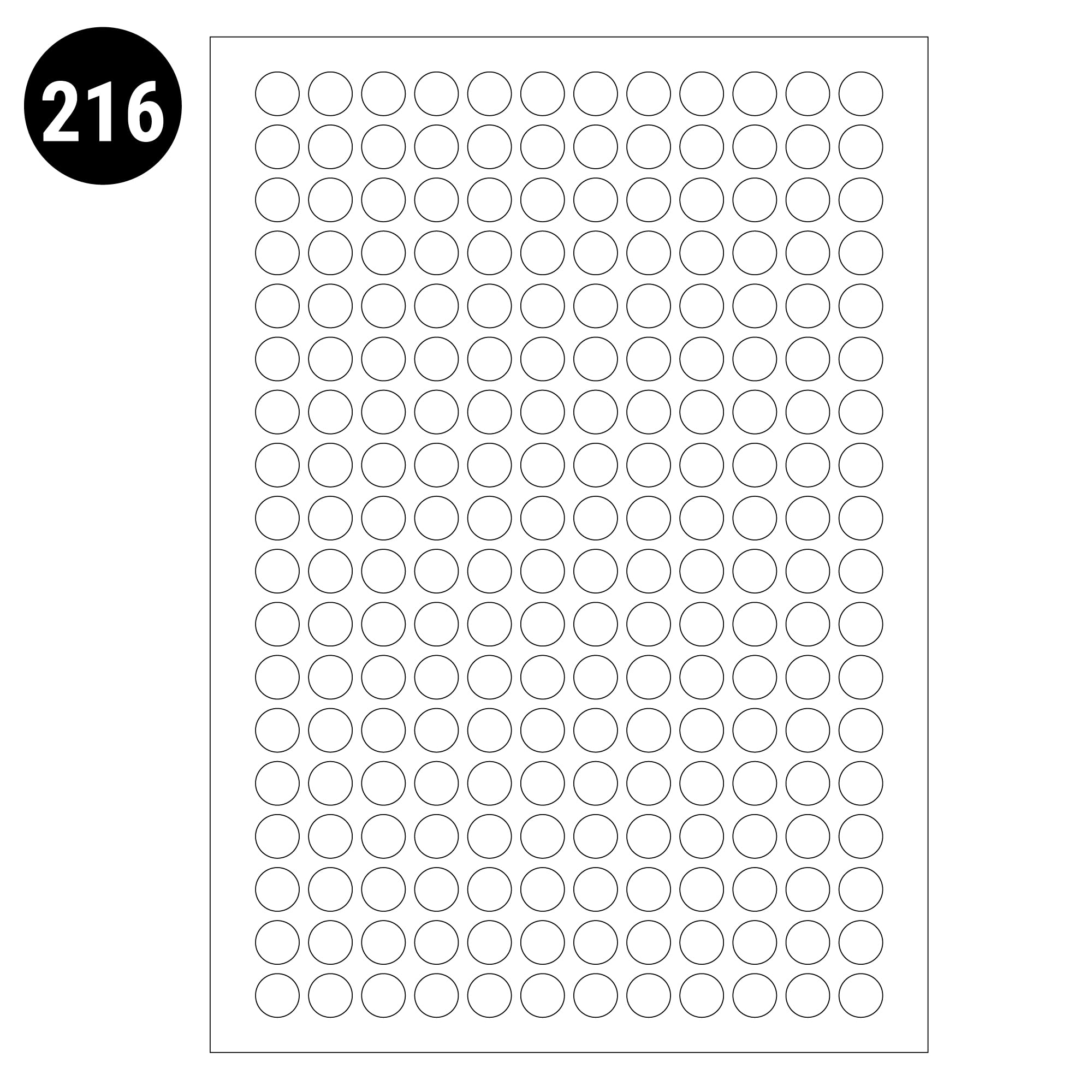 L&B Circle Labels – 13 Sizes on A4 Sheets – Compatible with Laser & Inkjet Printers (216 (13MM) Labels PER A4 Sheet-Box 500)