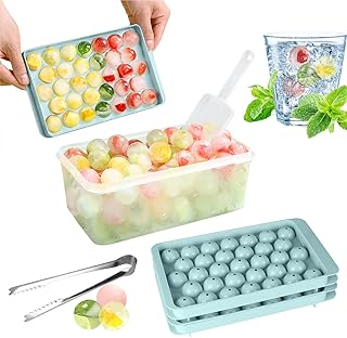 Ice Cube Tray Set, Yoomens Circle Ball Ice Trays for Freezer with Lid & Bin, Sphere Ice Cube Mold Making 99 x 1.0IN Small Round Ice Cubes