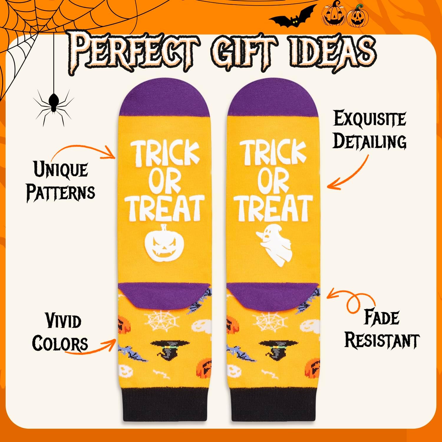 HAPPYPOP Halloween Gifts - Socks Kids Boy Girls, Horror Spooky Ghost Socks Teens Adult - Image 5