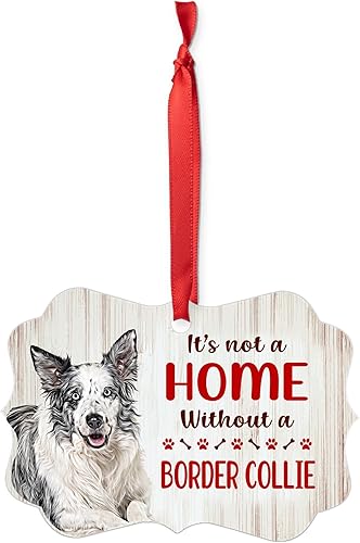 Miniatura 2 de House is Not A Home Without Blue Merle Border Collie Adornos de Navidad de aluminio 2024 Regalos para propietarios de cachorros