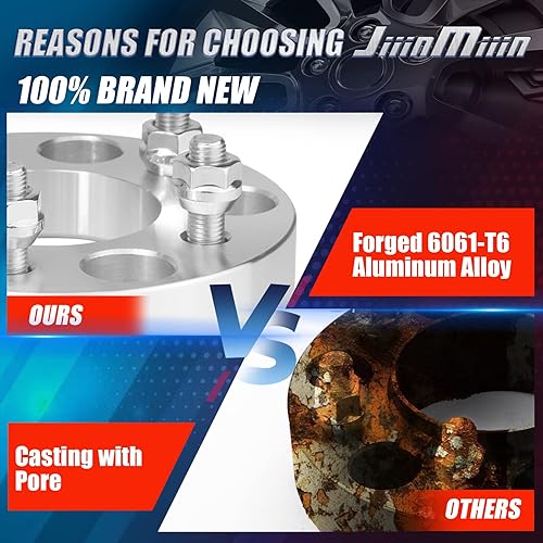 Miniatura 4 de JiiinMiiin Separadores de rueda de 1.25 pulgadas (1.260in) 5x4.75 a 5x4.5 con orificio de 2.913in y pernos de 12x1.5, 5x120.65 a 5x114.3 5