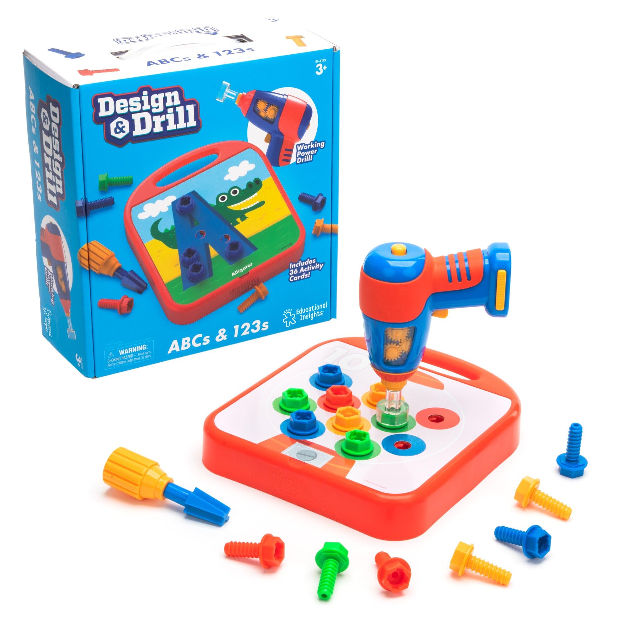 Design & Drill ABCs & 123s, Fine Motor Skills Construction Toy