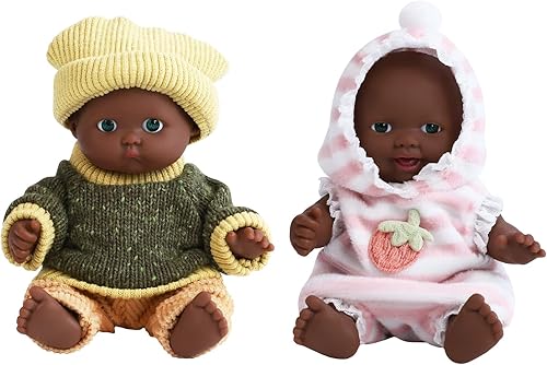 ONEST 2 juegos de muñecas de 5 pulgadas, lindas muñecas de bebé incluyen 2 mini muñecas de bebé, 2 juegos de ropa de muñeca hecha a mano