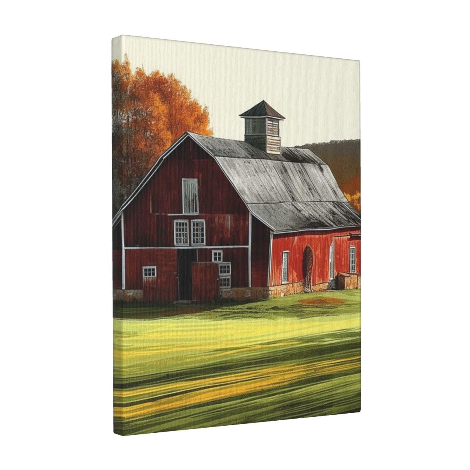 FodPand Barn Canvas Wall Art for Living Room Wall Decor 12"x16" Modern Artwork Painting Pictures Hanging Canvas Prints Aesthetic Wall Art for Bedroom Bathroom Office Wallart Decor