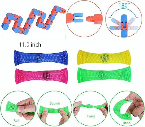 Miniatura 4 de Max Fun - Juego de 36 juguetes anti-ansiedad juguetes para niños y adultos alivio del estrés semilla de soya apretable canica y malla cadena