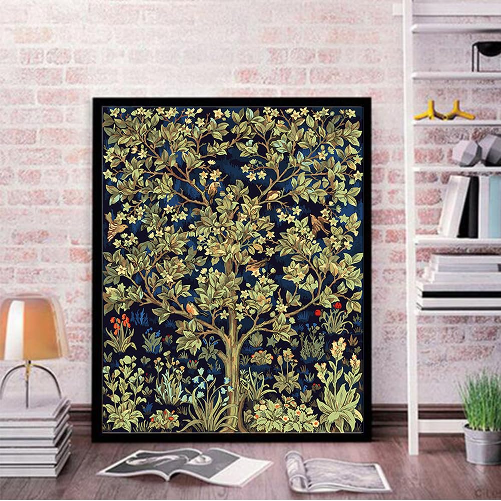 Captaincrafts Happy Tree Paint By Numbers, Painting By Number Kits For Adult Diy Oil Painting 16X20 Inch House Art Deco Crafts (, Frameless)
