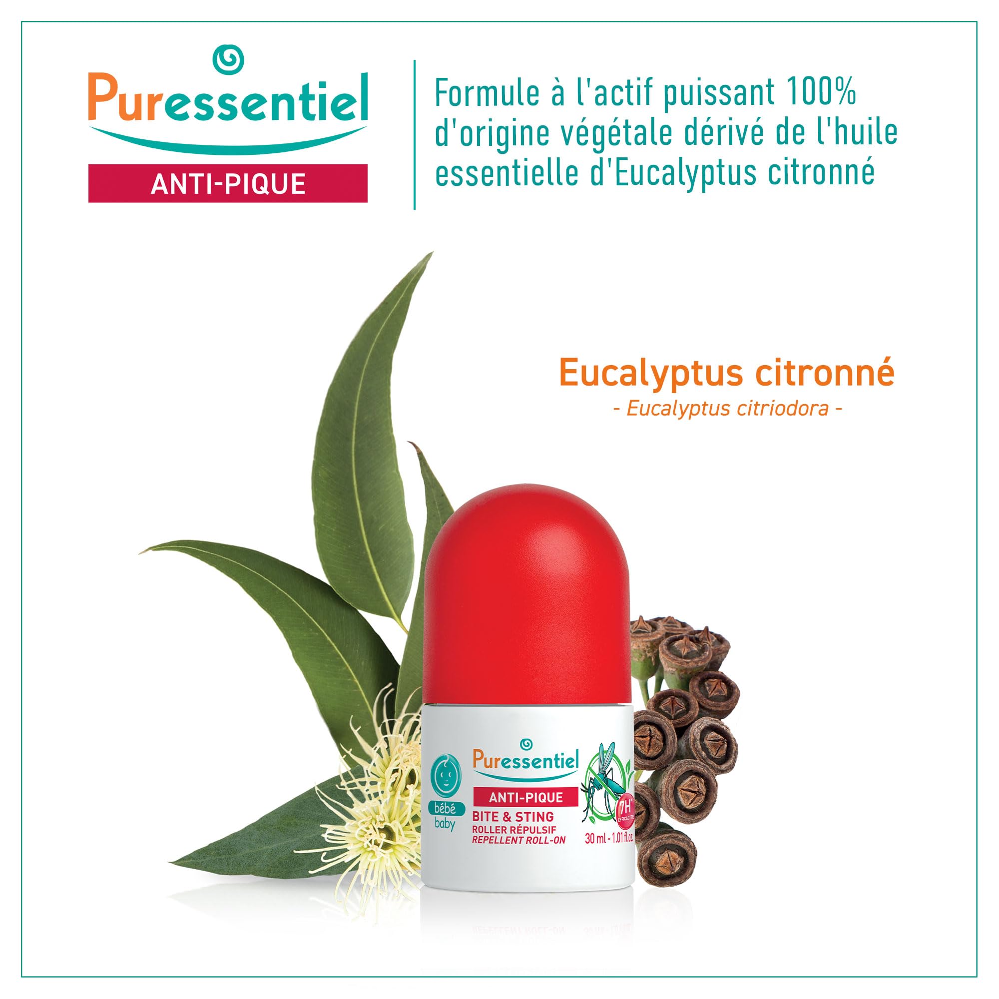 Puressentiel - Anti Pique - Roller Répulsif Bébé - Anti-Moustiques- Protection efficace contre les moustiques - Actif 100 pourcent d'origine végétale - Dès 6 mois - 30 ml