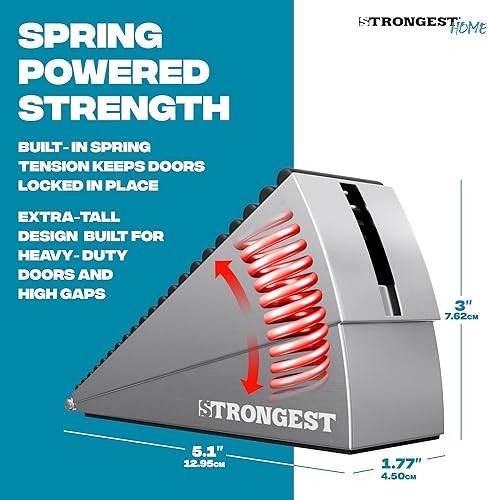 Vista 39 de Strongest Home Cuña de tope de puerta resistente (6 piezas cromadas), tope de puerta de goma antideslizante y metal para puertas pesadas, funciona