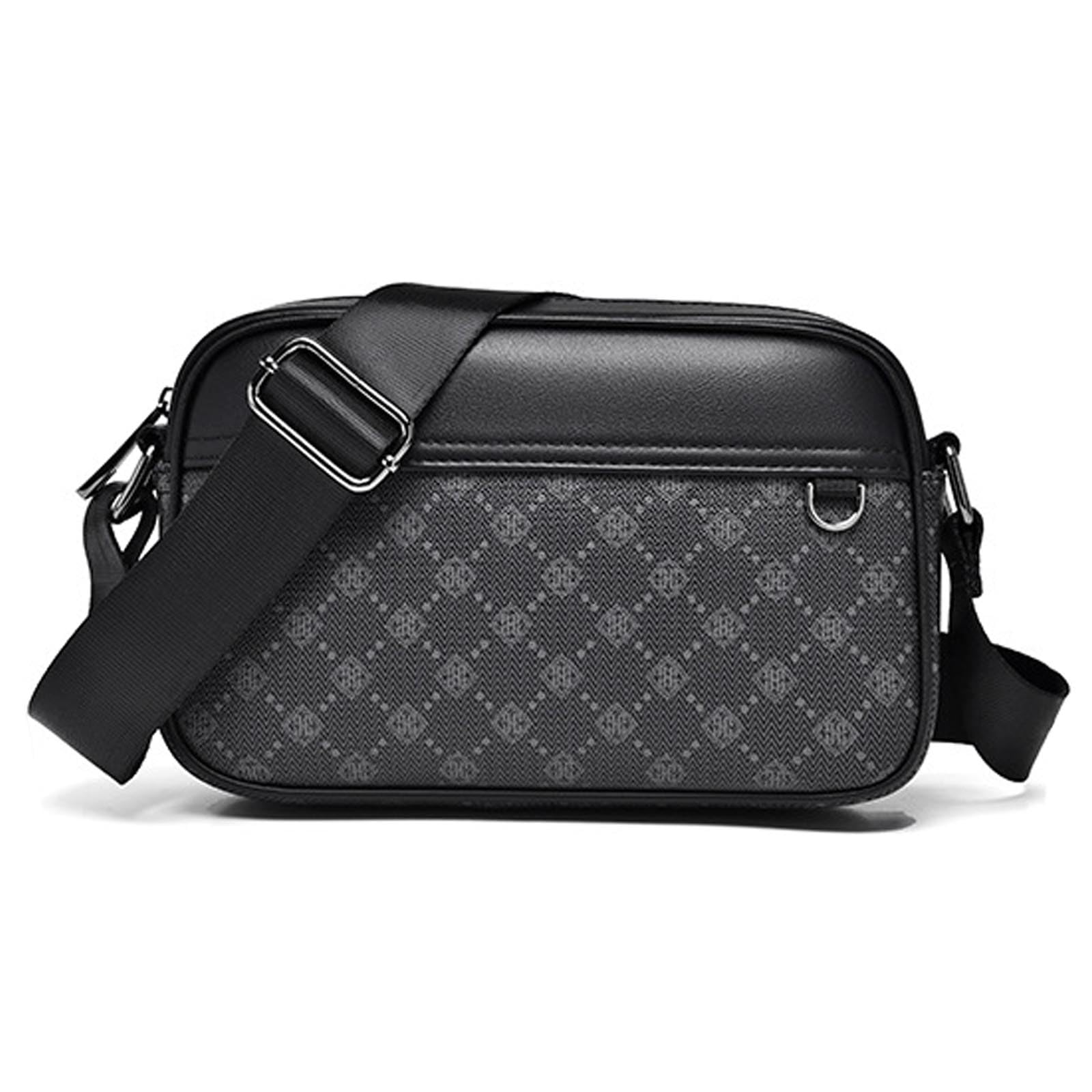 FANDARE Retrò Borsello Tracolla Uomo orizzontale Borse a spalla Donna PVC Pelle Borsa a Tracolla da Uomo Borse Messenger per l'uso Quotidiano Outdoor Trekking,Lavoro,Viaggio Borsa a Spalla Nero