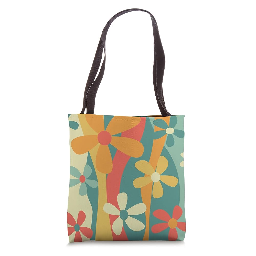 Amazon.com: Groovy Mod 70s Style Flowers and Swirls Tote Bag