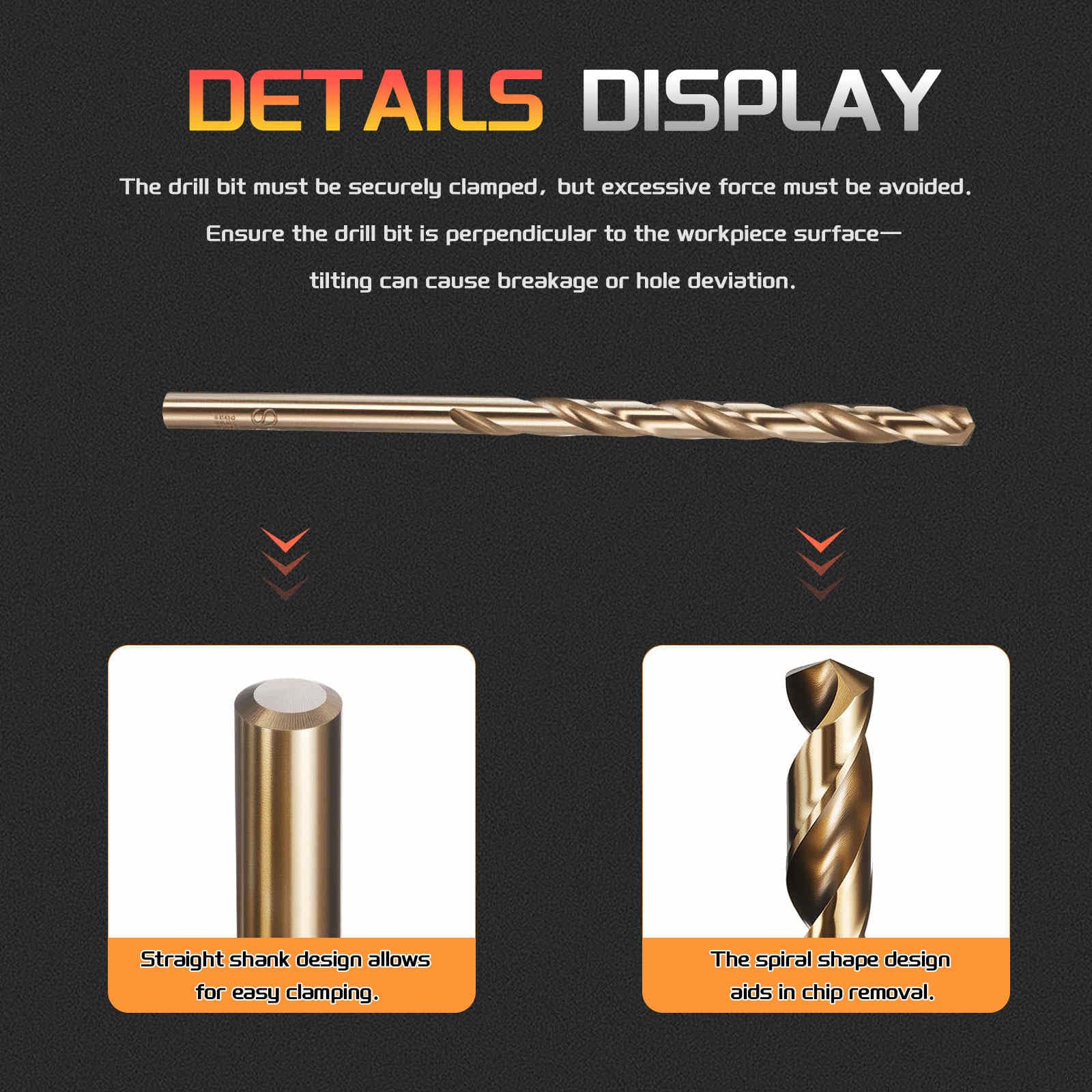 CoCud 4mm Drill Bit, #21 Cutting Diameter, 4341 HSS Number Jobber Bits Gold Finish 135° Cutting Angle - Image 3