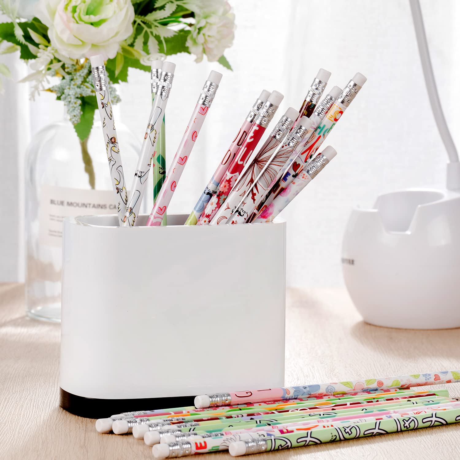 Mr. Pen- Floral Pencil, 24 Pcs, Assorted Designs, Bible Pencils, Colorful Bible Verse Pencils, Colorful Floral Pencil, Flower Pencils, Religious Pencils, Pencils For Bible Journaling