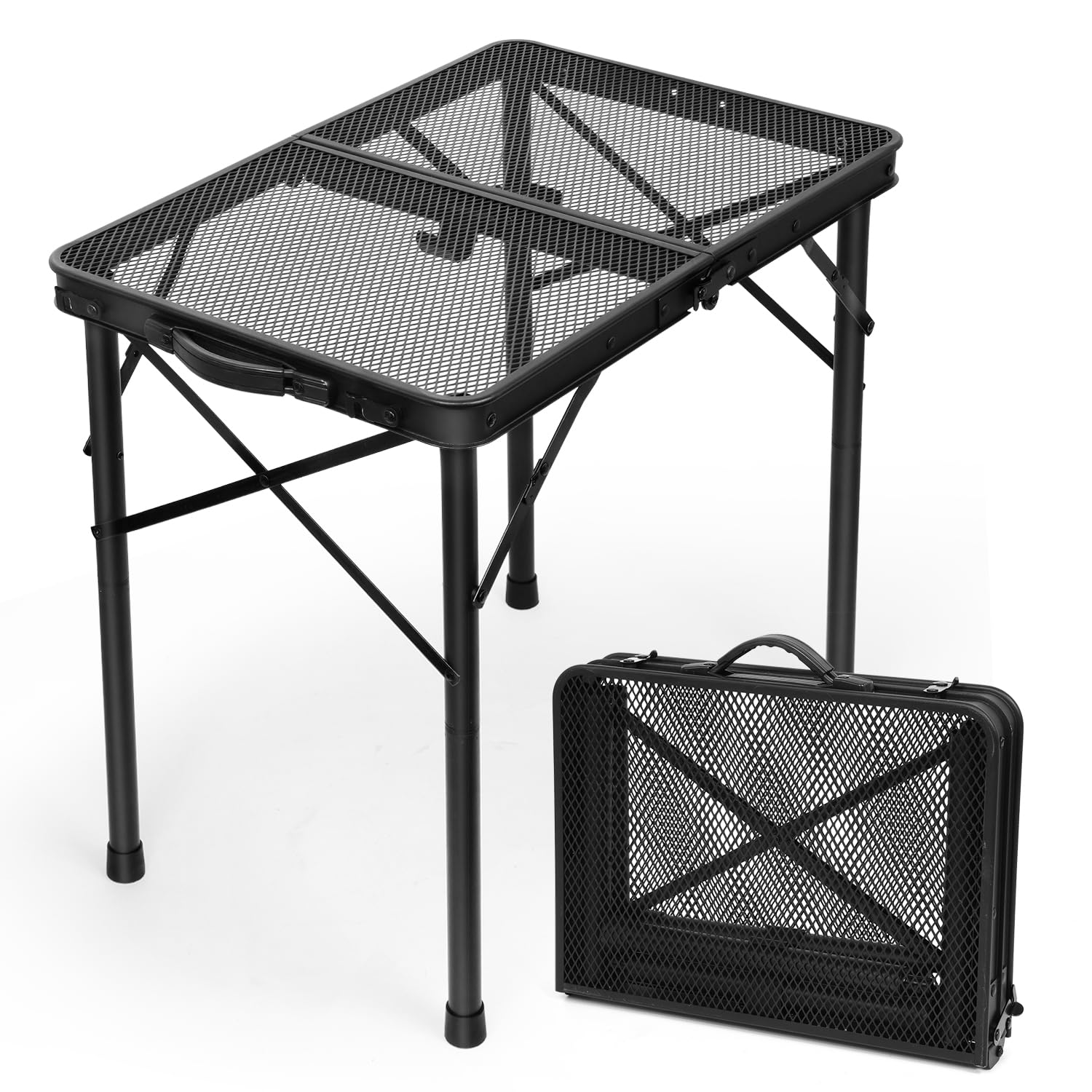 EASTSTORM Klapptisch Grilltisch 60×40cm, 2 Höhenverstellbar, schwarz
