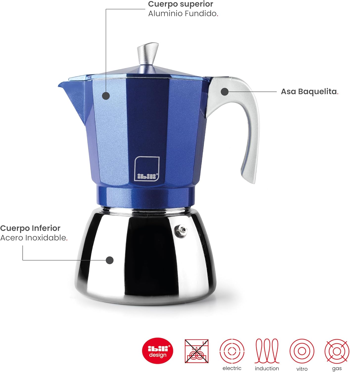 IBILI Elba Blue 6 Cup Coffee Maker