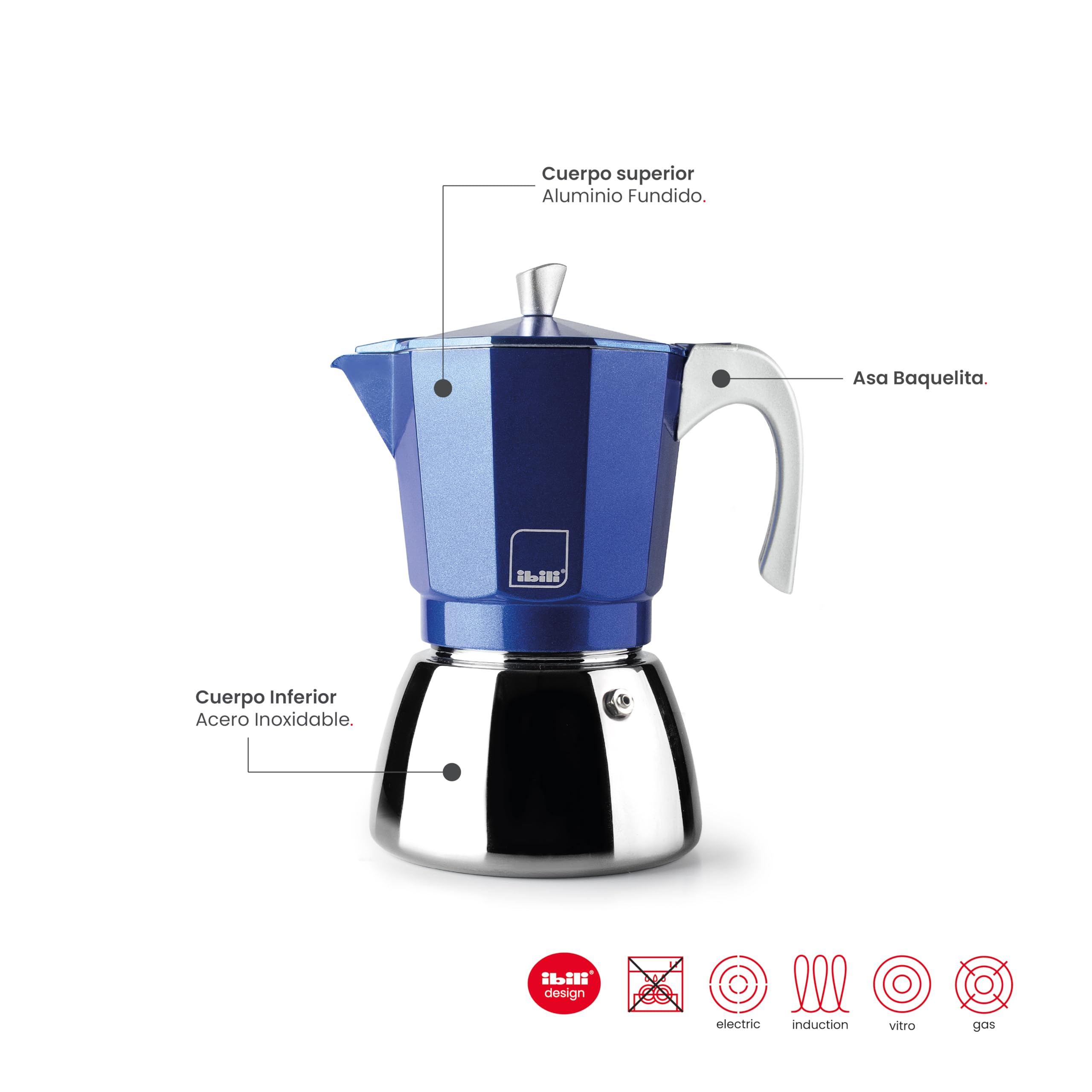 IBILI Cafetière Elba Blue 6 tasses