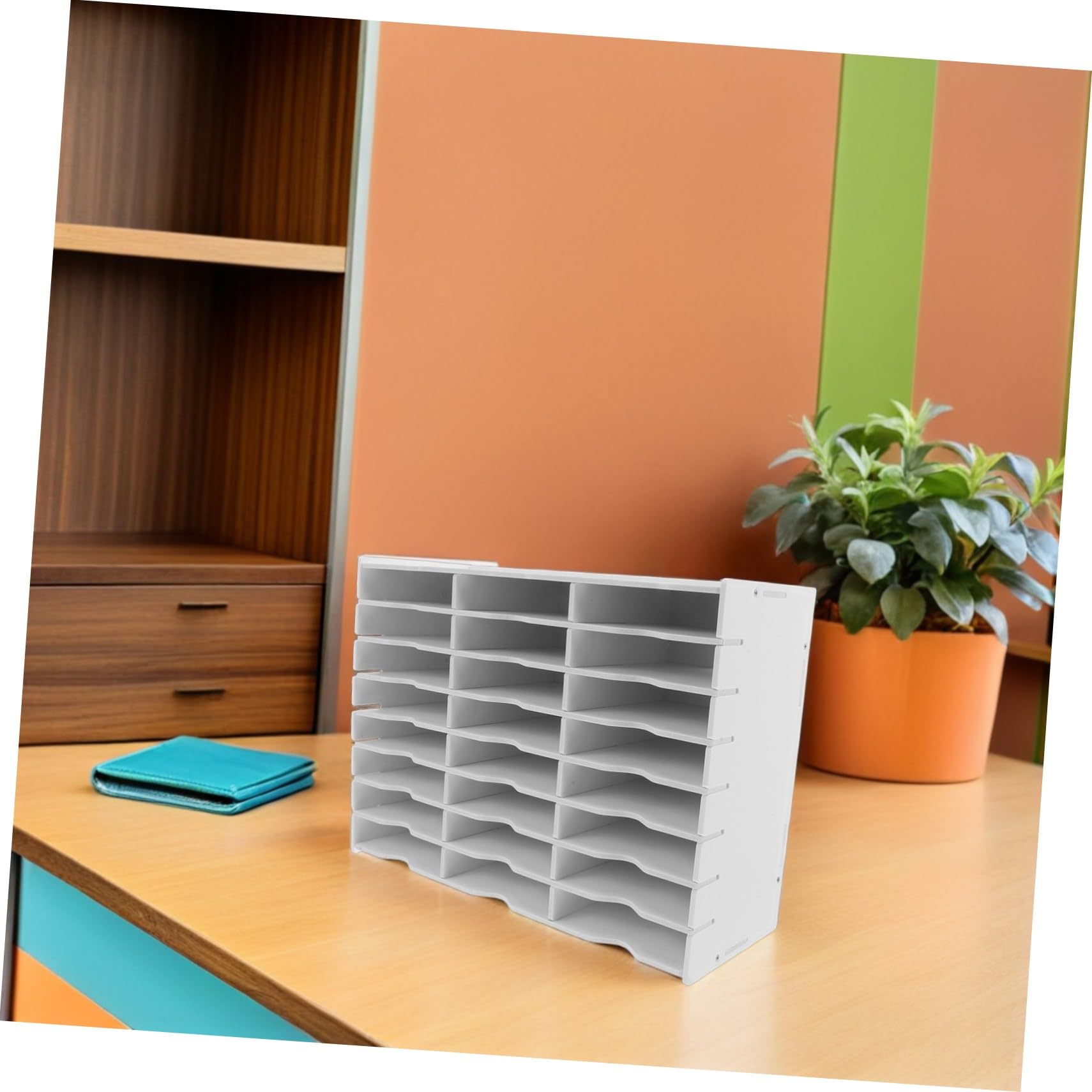 Scatola portaoggetti multifunzione per tamponi di inchiostro a forma di cactus con rack per documenti da scrivania, forniture artigianali per tamponi di timbri, telecomandi, cancelleria e ordinamento