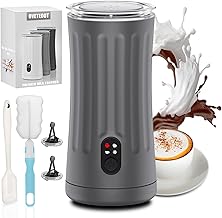 Ovetedot Montalatte Elettrico, Automatico 4 in 1 Cappuccinatore Elettrico, Schiuma di Latte Calda e Fredda, Montalatte Silenzioso per Caffè, Cappuccino, Macchiato, Cioccolata Calda, Grigio Chiaro