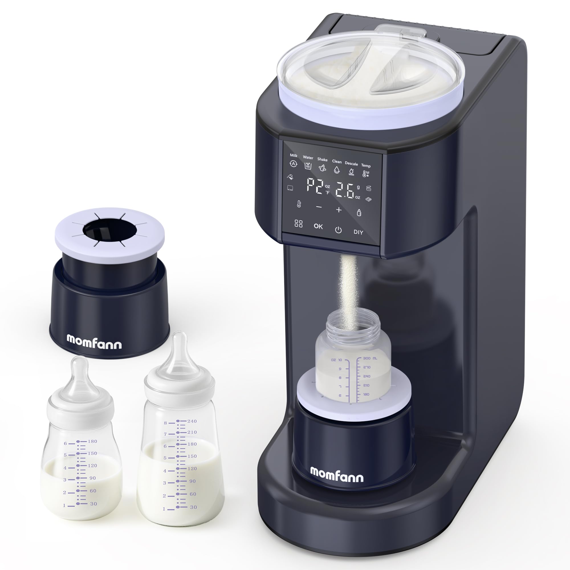 MOMFANN Automatic Baby Formula Maker – Fast Formula Dispenser for Instantly Mixing Warm Bottles with Precise Powder & Water Ratio, 3 Temp Settings,