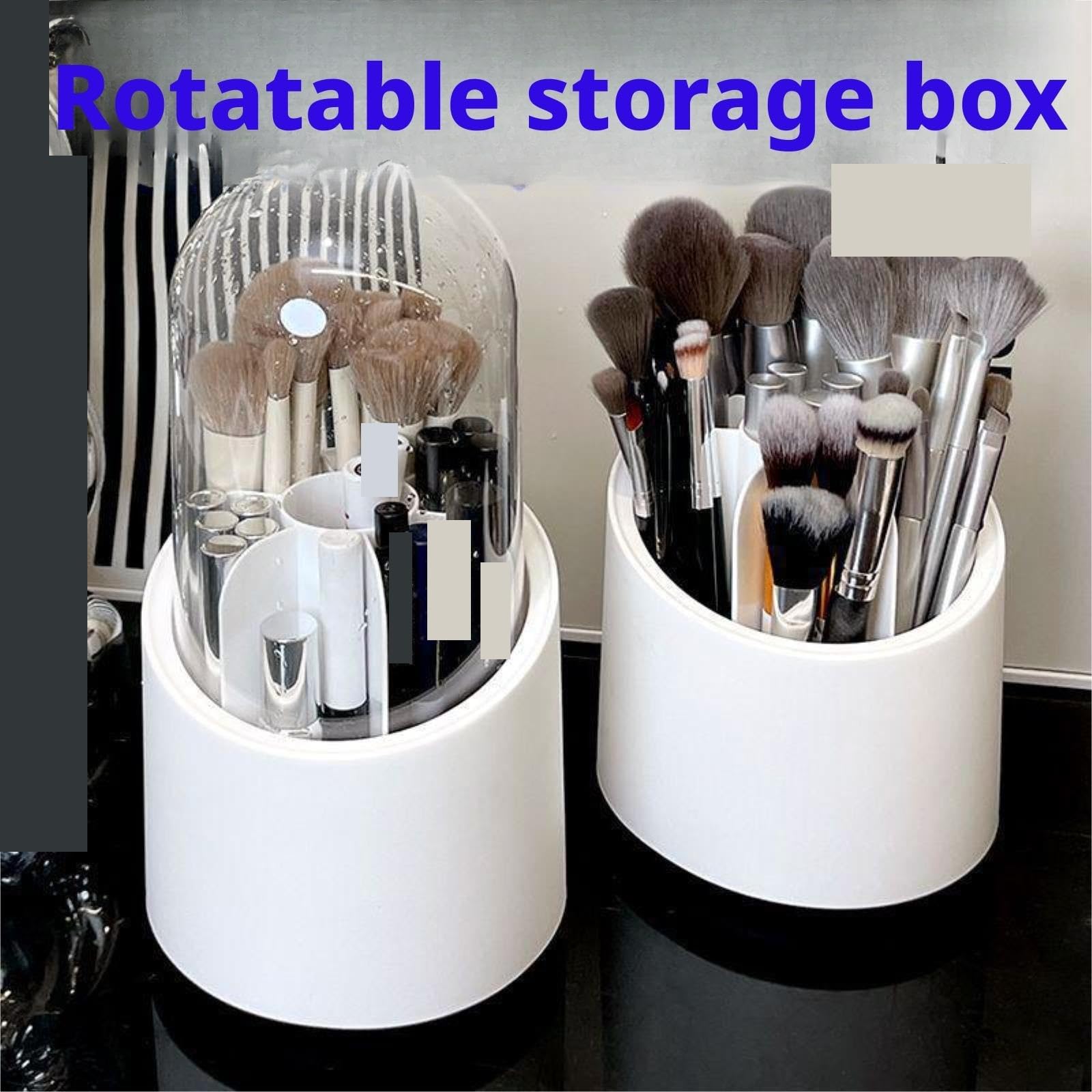 Stifteköcher Stifte Halter Stifthalter Aus Kunststoff Mit Fach Und Deckel Zur Aufbewahrung Von Make-up-Pinseln Schreibtisch-Organizer(White)