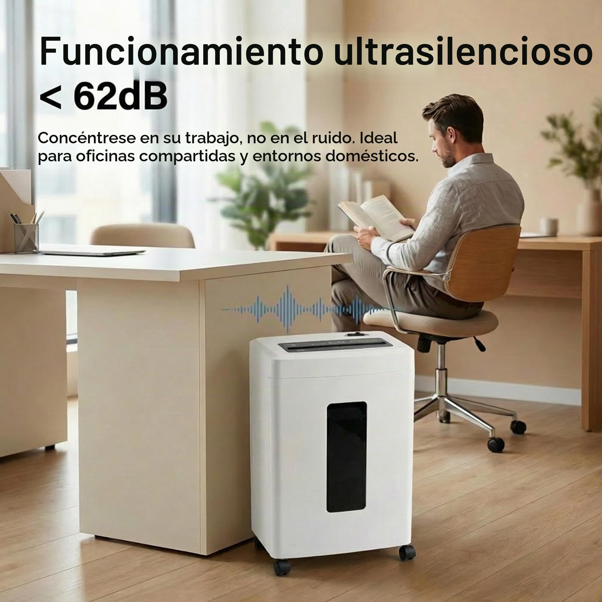 Destructora Papel Profesional Oficina: 10 Hojas Trituradora Microcorte P-5 Tarjetas de Crédito/Grapas/Documentos Anti-Atascos Papelera 18L en Casa Estudio Escuela Sala Reuniones