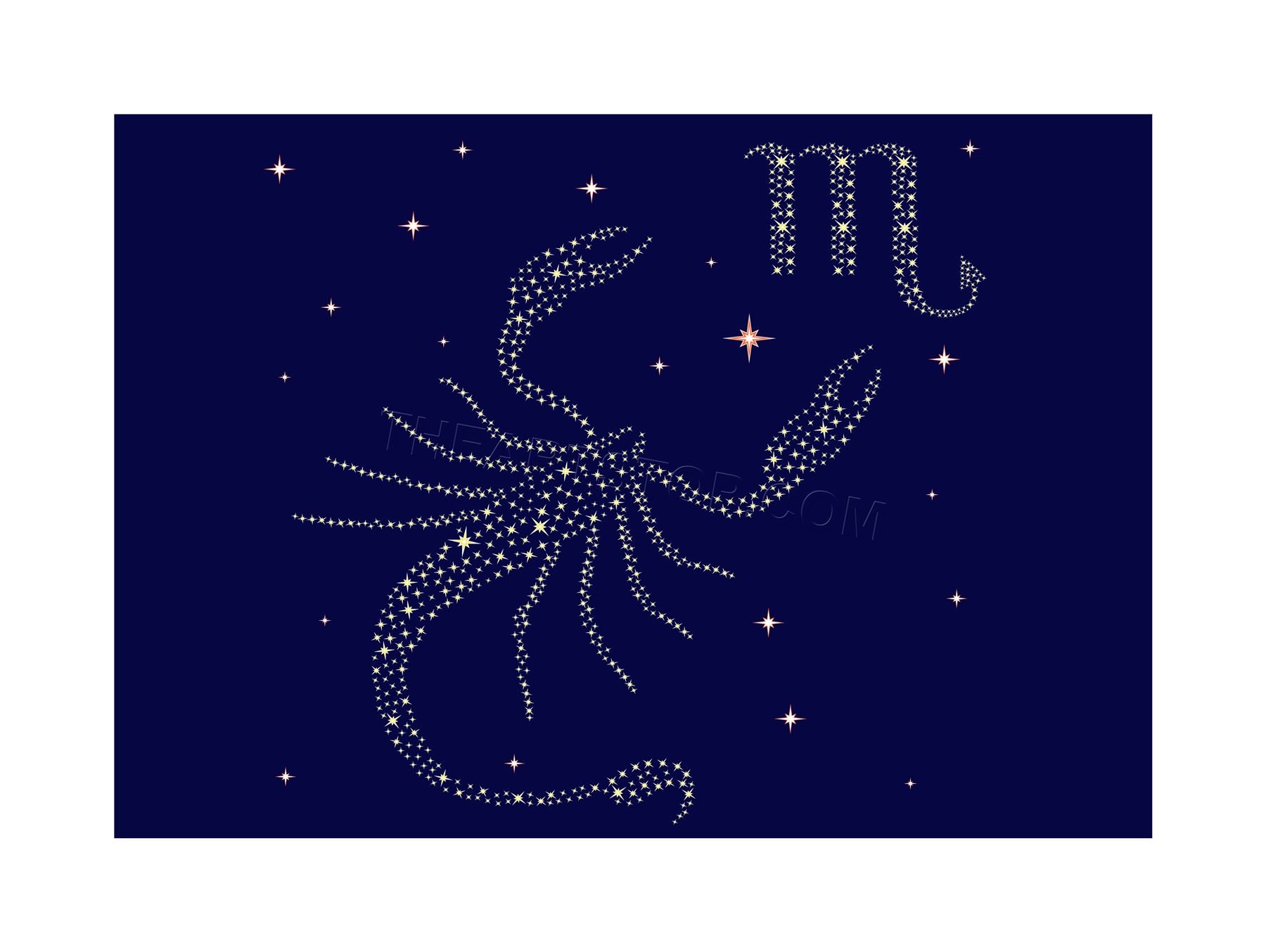 Wee Blue Coo Painting Illustration Zodiac Star Sign Scorpio Scorpion Wall Art Print