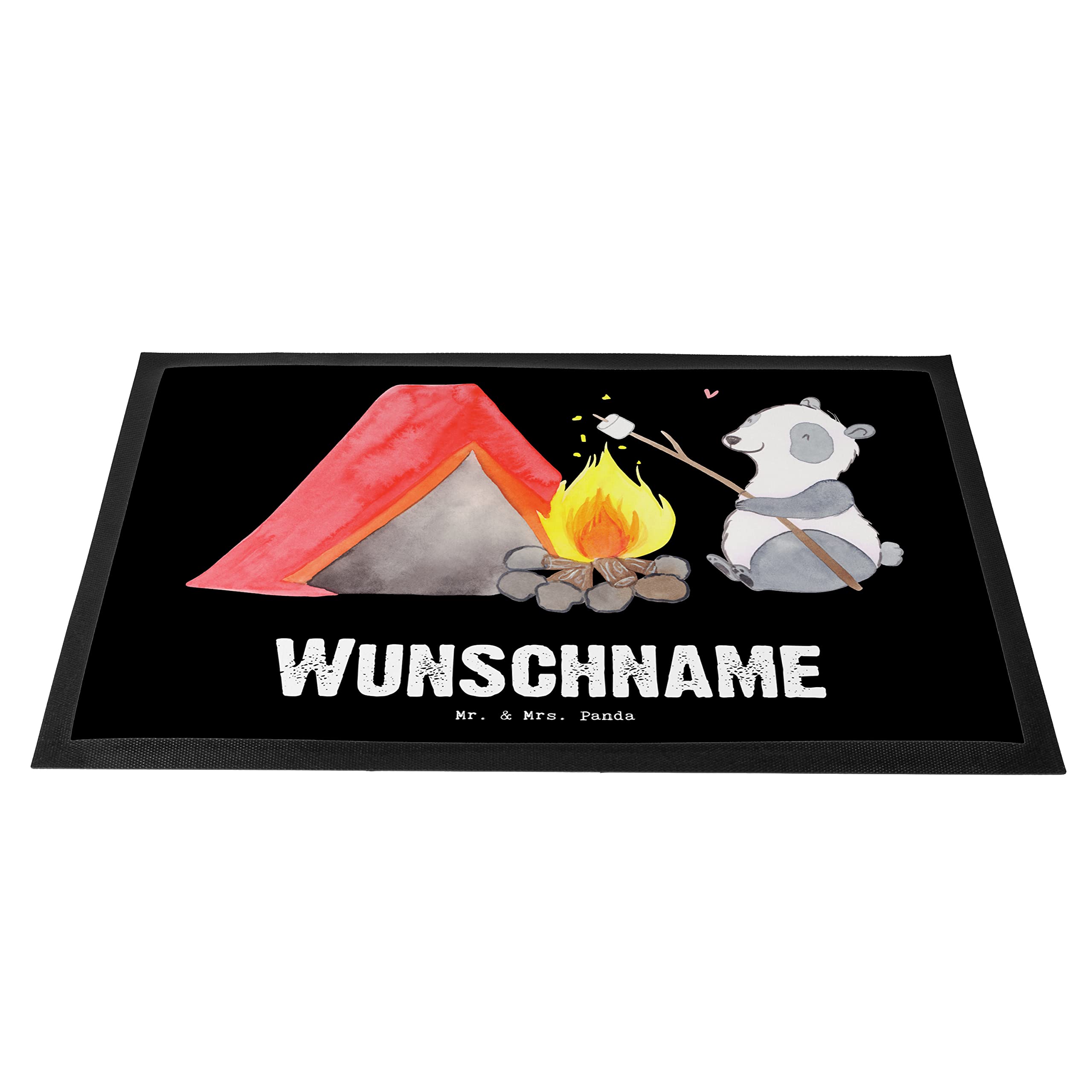 Mr. & Mrs. Panda Personalisierte Fußmatte Panda Campen 40 x 60 cm - Geschenke, Fussmatte personalisiert, personalisierbar, Türmatte, mit Name, Geschenk, Zelten, gehen, Camping, Campingplatz