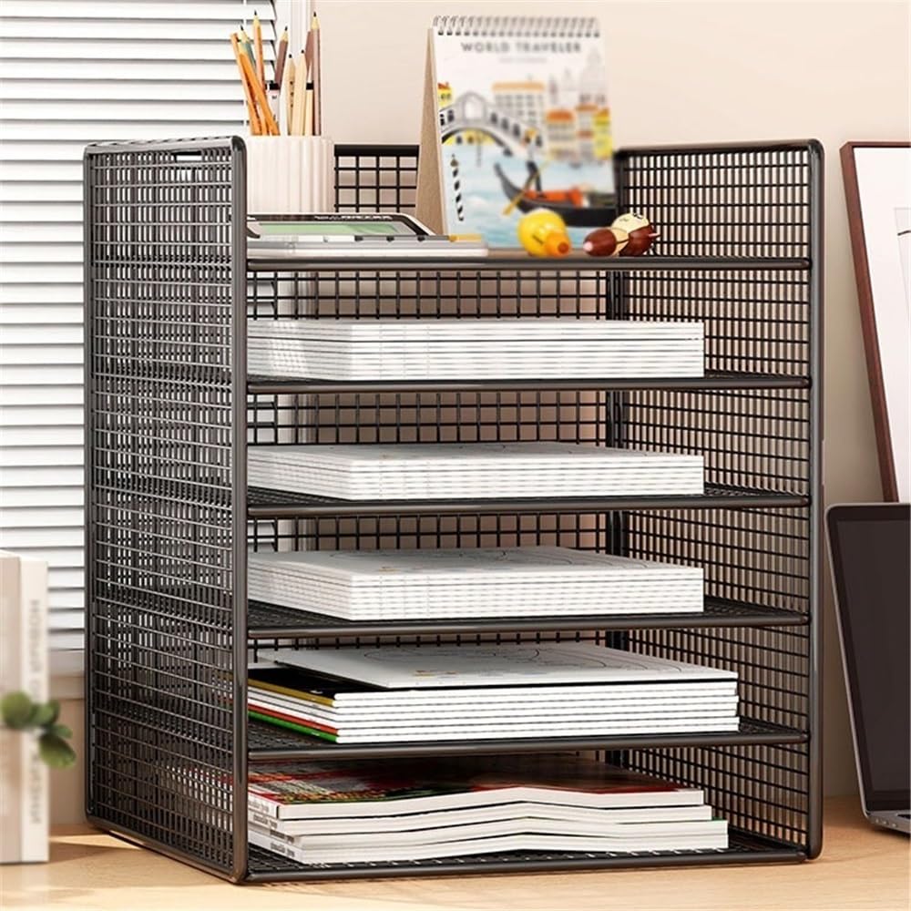 Aktenhalter Wiremesh Briefablage mit 6 Ebenen, Dokumentenablage, A4, Aktenordner, Papier-Organizer, Schreibtisch-Organizer