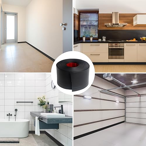 Miniatura 5 de Moldura flexible para zócalo, 4 pulgadas de ancho x 20 pies de largo, base de vinilo para despegar y pegar, base de pared de goma autoadhesiva