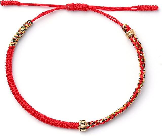 Tibetan Buddhist Bracelets for Women and Men - Many Rope Colours, Adjustable Size for Almost Any Hand - Handmade String Bracelets with Lucky Knot - Spiritual Gifts for Women and Men