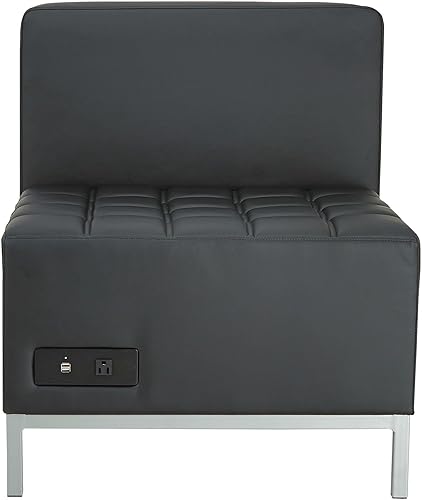 Miniatura 6 de Alera ALEQB8116P Serie QUB 26.38 in. x 26.38 in. x 30.5 in. Asiento central de estación de carga seccional L sin brazos con (2) puertos USB y salida