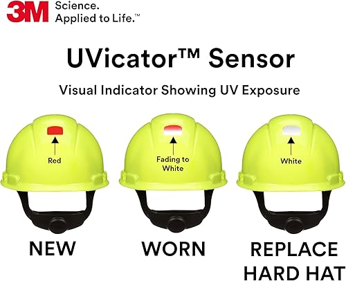 Vista 46 de 3M Hard Hat SecureFit H-700 Series - Casco de seguridad estilo gorra con sensor Uvicator, suspensión de trinquete de difusión de presión de 4 puntos