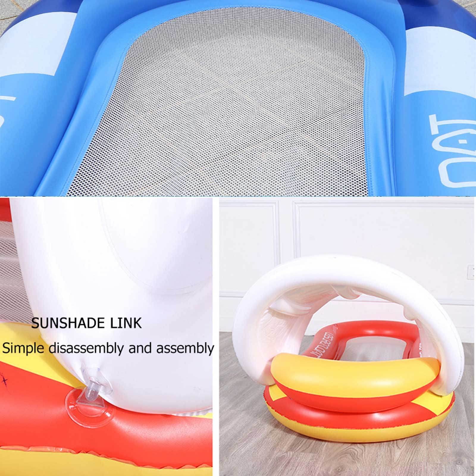 AADECOR Chaise Longue de Piscine Gonflable avec auvent - Radeaux gonflables de Flotteur de Piscine avec Le Salon de l'eau d'ombre - Jouet de fête de Piscine pour Adultes Enfants,Blue