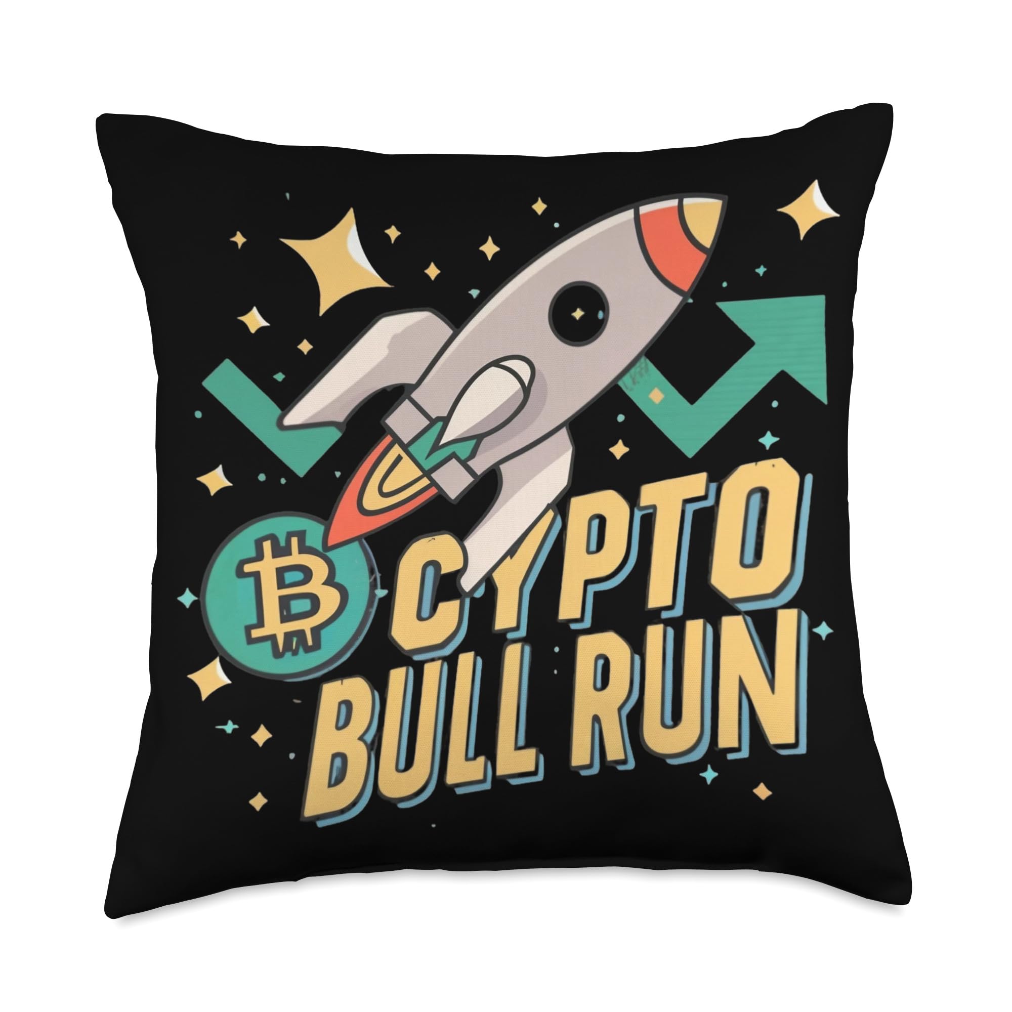 Amazon.com: EatSleepFind Crypto Bull Run Bitcoin Token Rocket to The Space  Throw Pillow, 18x18, Multicolor : Home & Kitchen