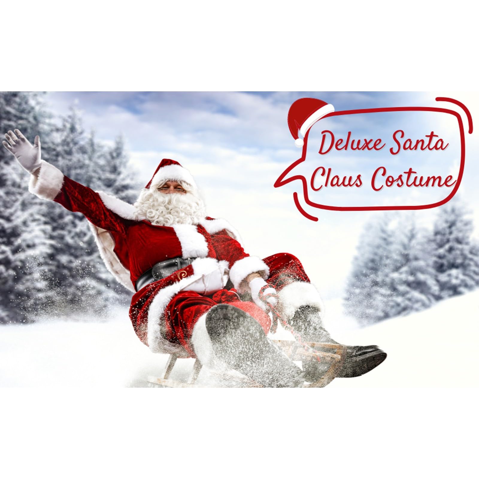 12pcs Costume de père noël Ensemble, noël Grande Taille Costume, père noël en Velours de Luxe pour Hommes Adultes Adolescent M - 5XL, Costume de Père Noël pour Hommes