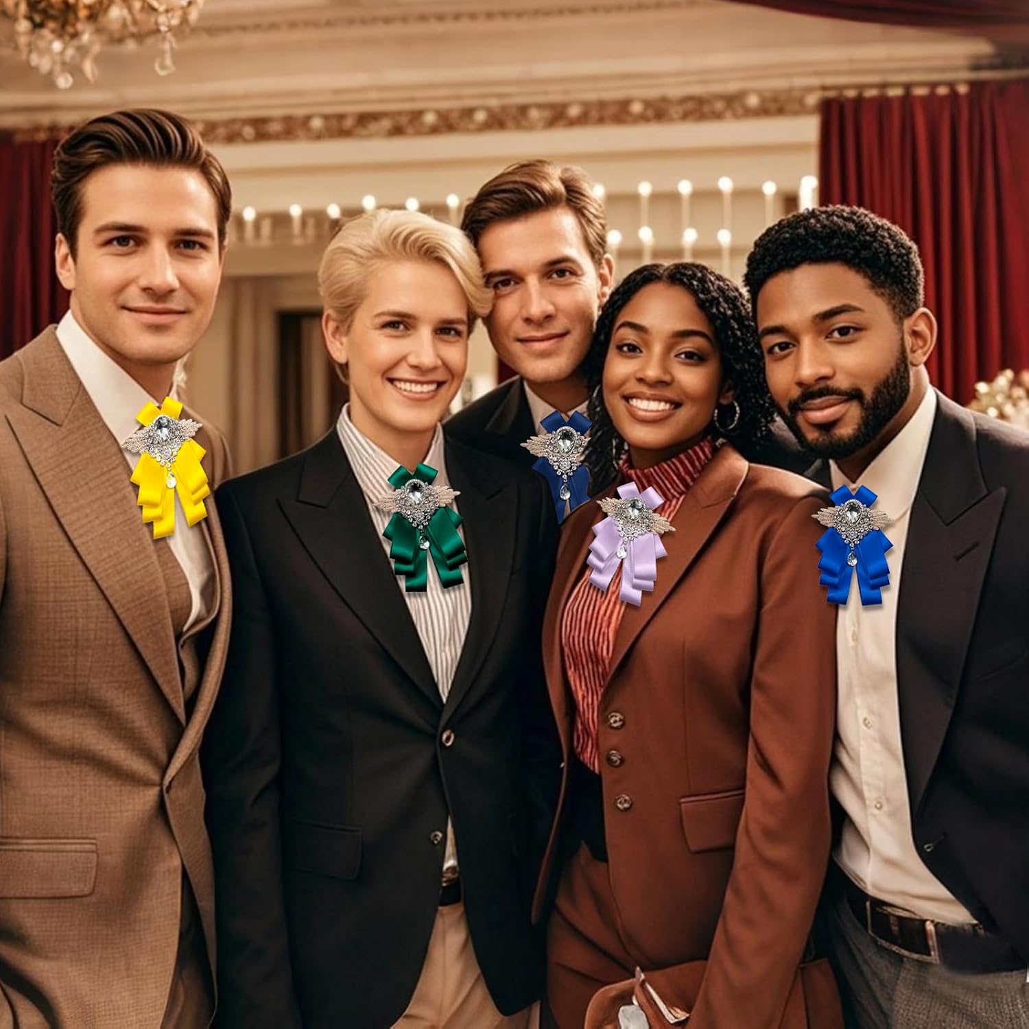 Sparkle Bow Ties for Men and Women Big Rhinestone Bow Tie Satin Ribbon Bowtie for Suit Tuxedo Evening Party - Image 4