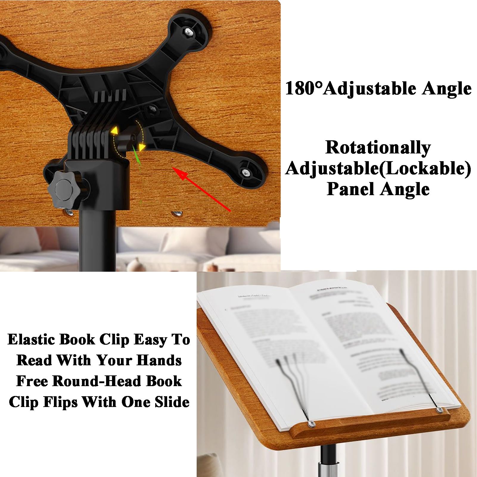 Generico Supporto per spartiti Regolabile in Altezza con Vassoio e Supporto per Tablet da Letto, Supporto da Pavimento Multiuso per proiettore, Ufficio e Studio (107-142 cm)
