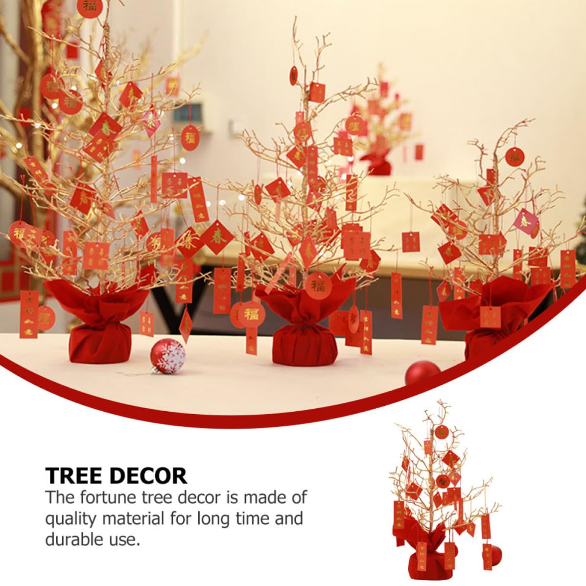 Gatuida 2 Piezas Árbol del Dinero Artificial Rojo de Plástico para