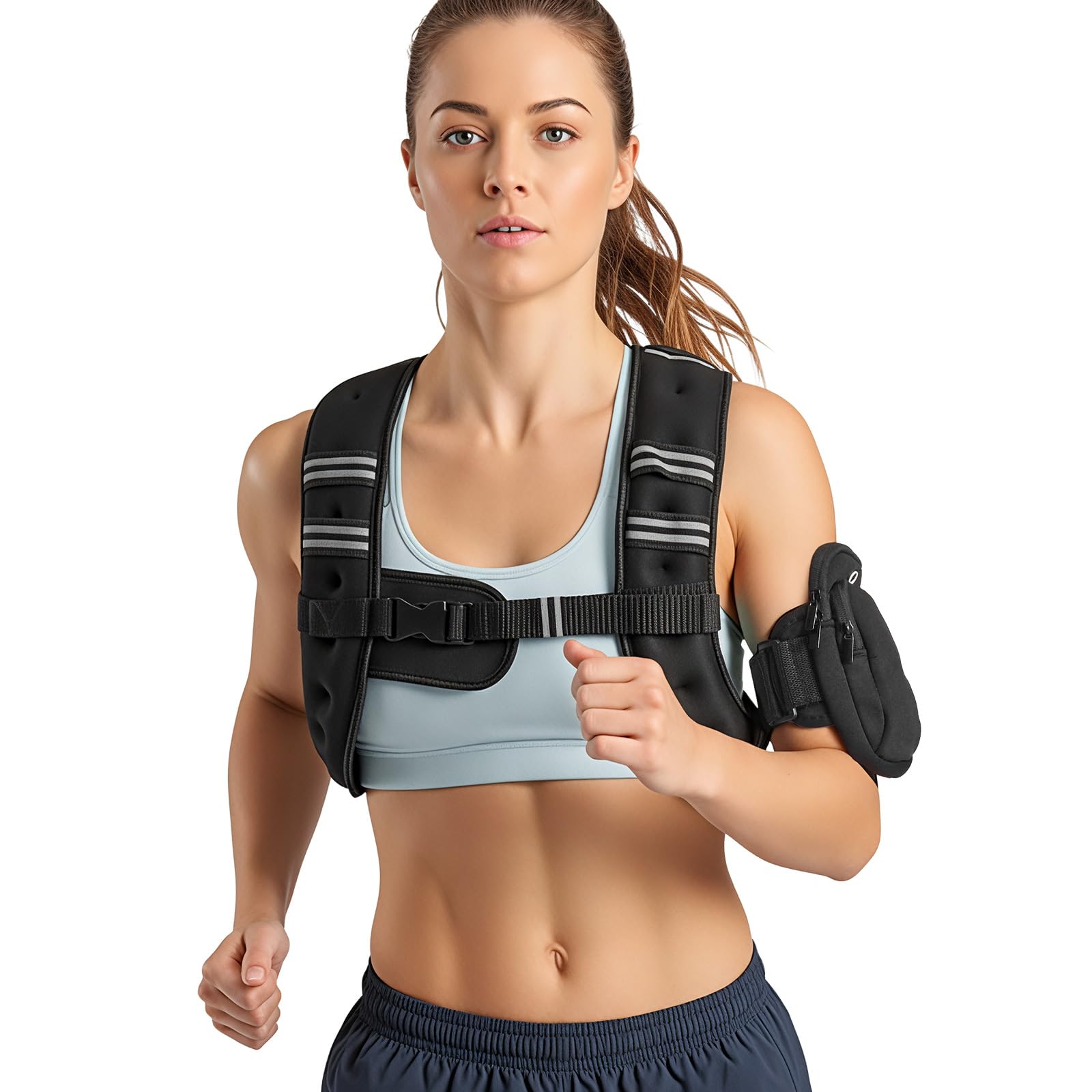 VEVOR Gewichtsweste mit reflektierendem Streifen, verstellbare Schnalle, Körpergewichtsweste für Männer und Frauen, Trainingsgerät für Krafttraining Laufen Joggen Fitness