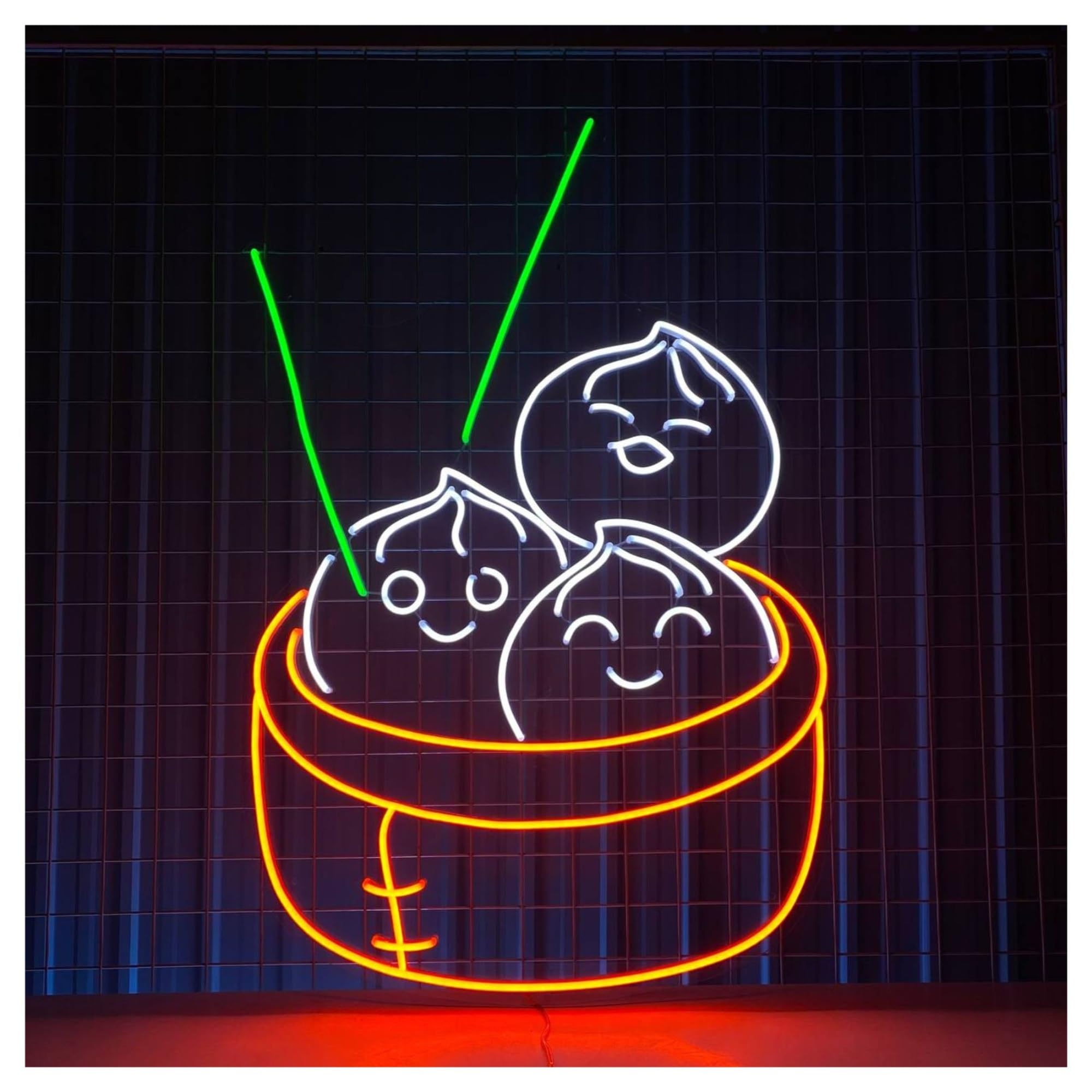 Hanging Art Neon Signs Dim Sum Neon Sign Dumpling LED Light Dimmable For Chinese Food Restaurant Party Restaurant Dessert Shop Wall Decor 58cm